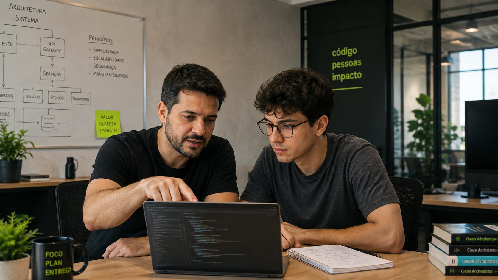 Sessão de mentoria e revisão de arquitetura com o time