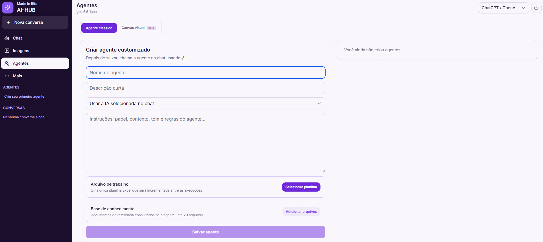 Assistentes prontos do AI Hub em uso