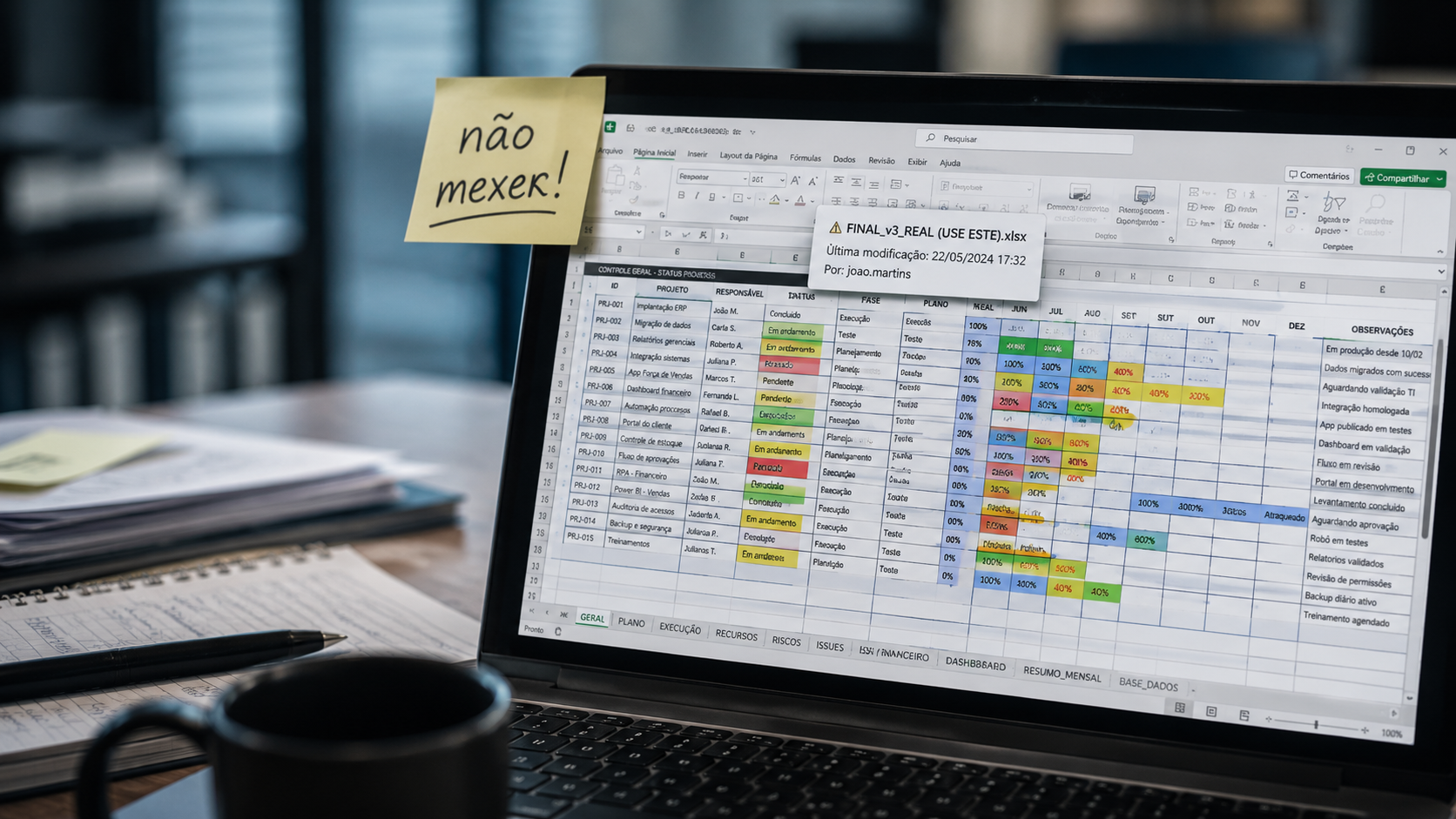 Planilha crítica travando a operação, retrato do problema
