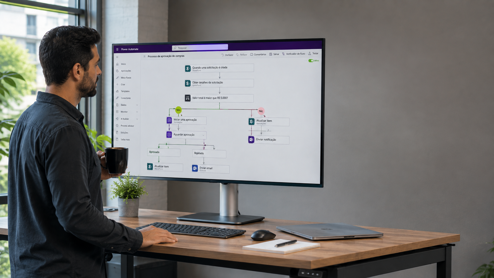 Fluxo de automação Power Automate organizado