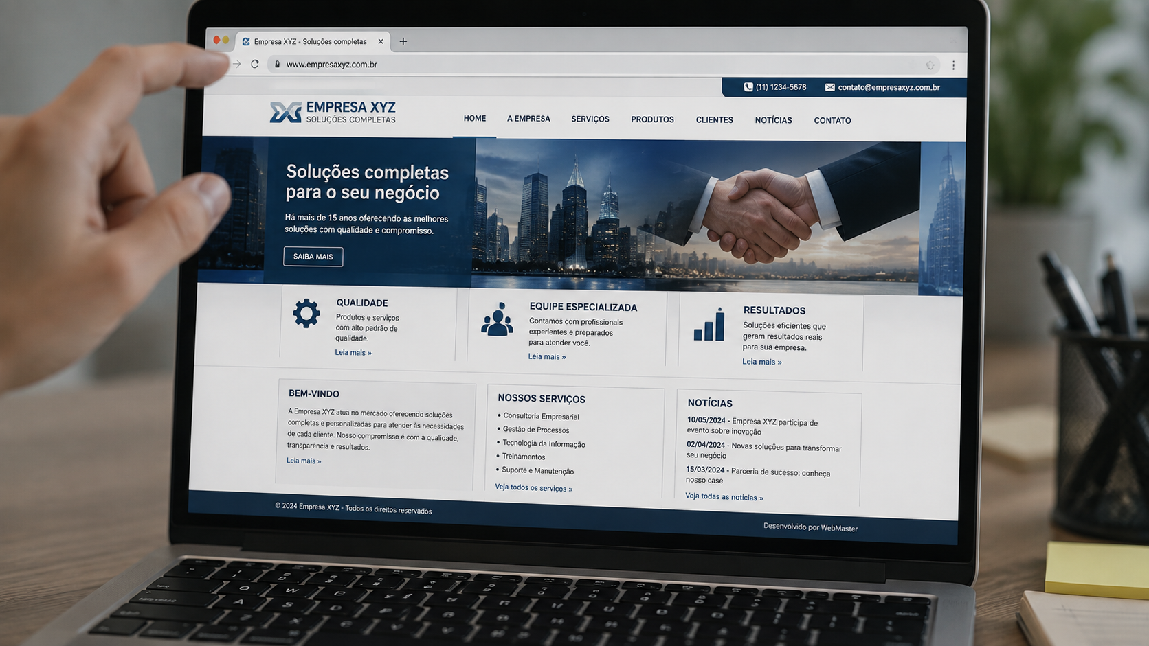 Exemplo de site genérico e desatualizado, retrato do problema