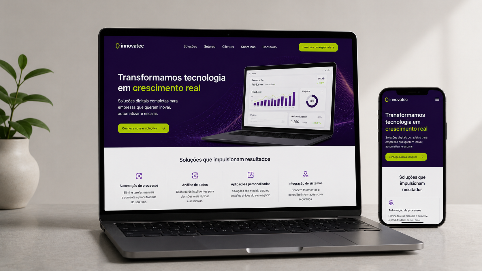 Mockup de um site profissional entregue